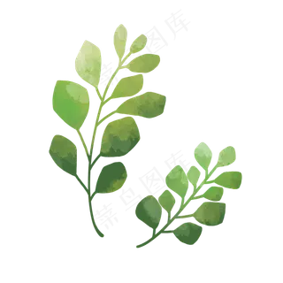 手绘水彩绿植装饰