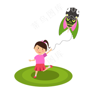 可爱女孩放风筝