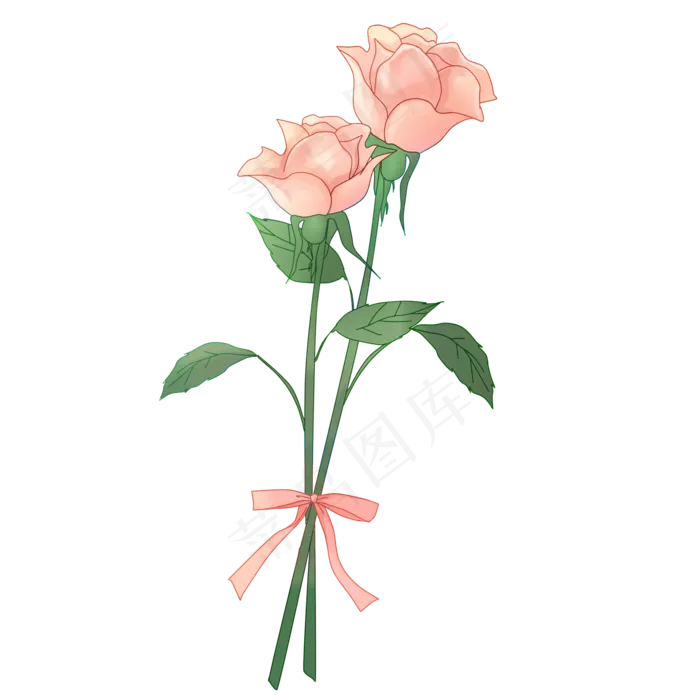 清新手绘淡雅玫瑰花元素(2000X2000(DPI:300))psd模版下载