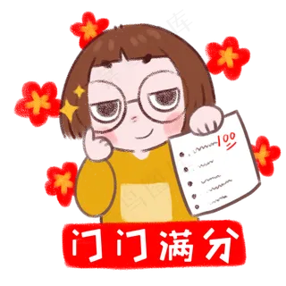 卡通手绘考试满分的动漫少女创意