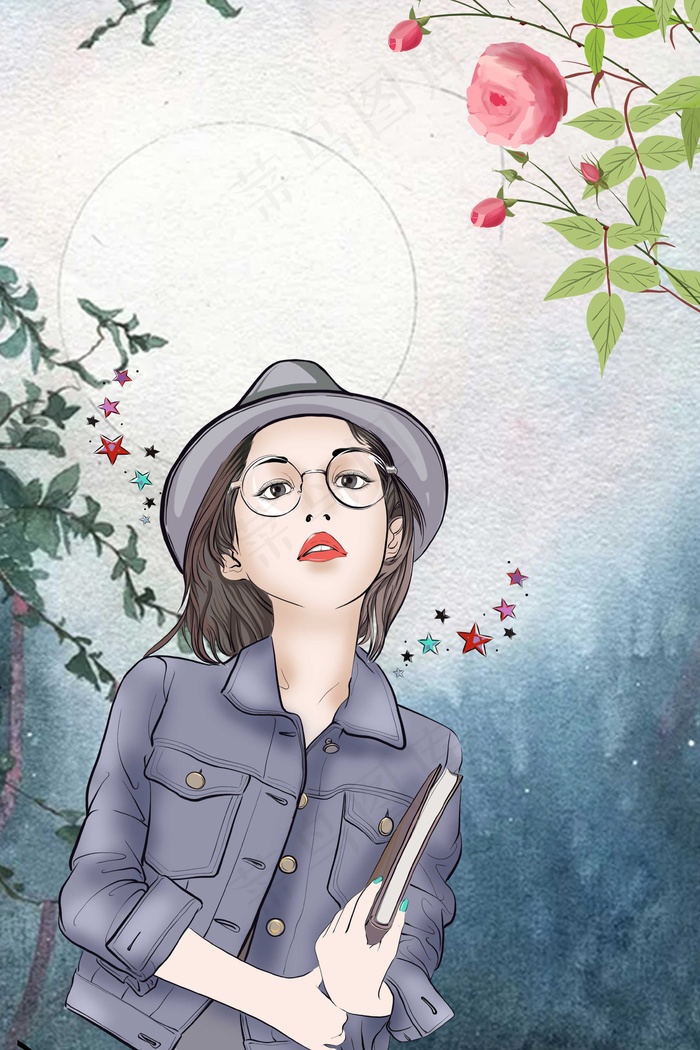 文艺手绘海报背景