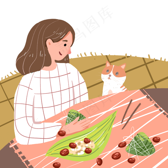 端午节包粽子过端午粽叶PNG