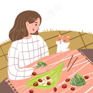 端午节包粽子过端午粽叶PNG