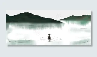 古风水墨中国风山水简约新国风