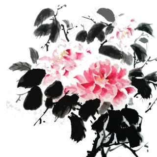 水墨国画牡丹春天写意PNG,免抠元素