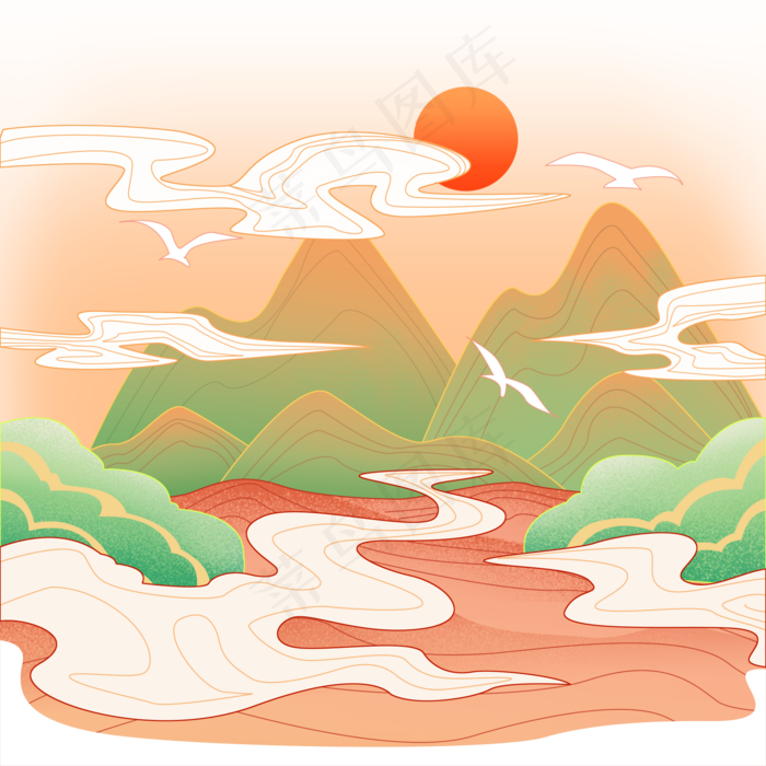 国潮山水国潮风中国风