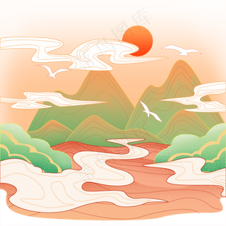 国潮山水国潮风中国风