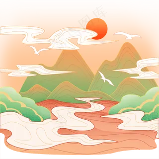 国潮山水国潮风中国风