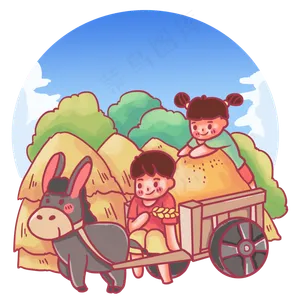 芒种骑驴车丰收