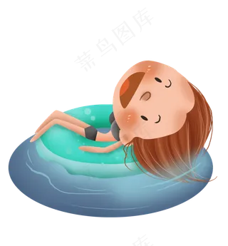 夏天游泳的女孩,免抠元素