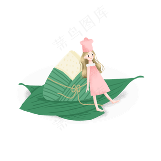 端午节的粽子和女孩