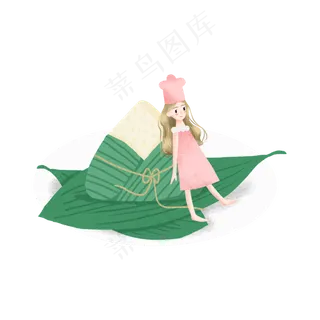 端午节的粽子和女孩