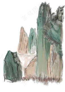 卡通水墨国画山水图免抠png 卡通水墨国画山水图免抠png
