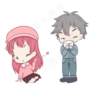 520表白季情侣卡通png素材