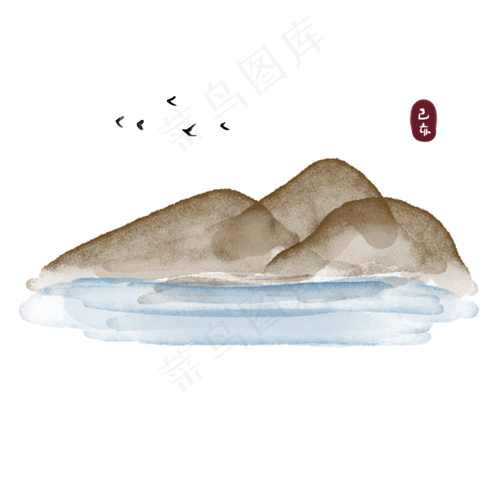 中国风山水png免抠(2000X2000(DPI:300))psd模版下载