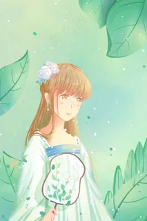 绿色唯美卡通小清新治愈夏季大暑节气配图 绿色唯美卡通小清新治愈夏季大暑节气配图