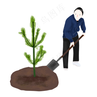 植树节种树栽树扁平风矢量手绘卡
