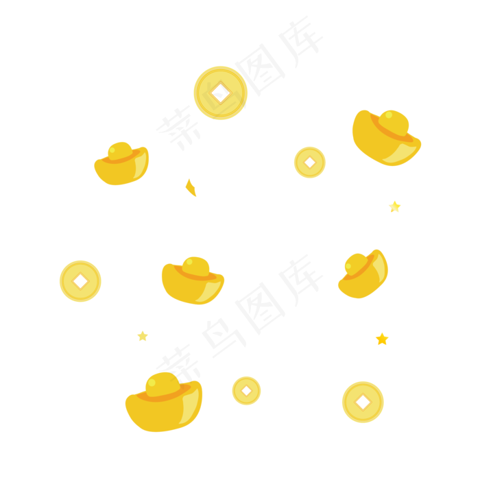 金元宝铜钱漂浮,免抠元素