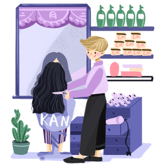 二月二龙抬头理发手绘免抠图