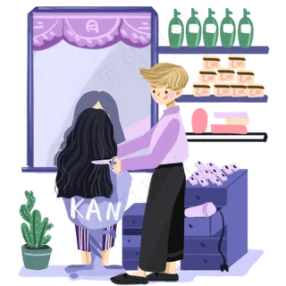 二月二龙抬头理发手绘免抠图