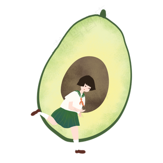 在牛油果前跑步的女生