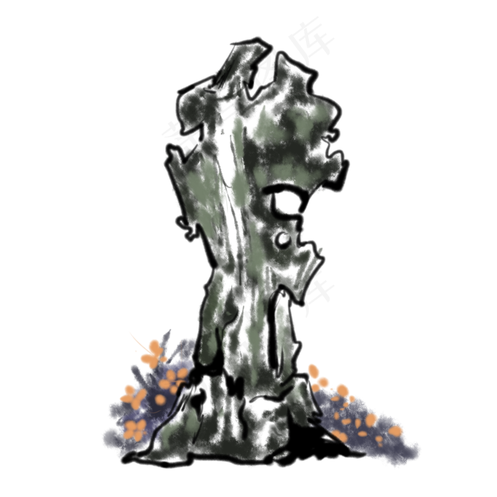 中国风水墨假山(2000X2000(DPI:300))psd模版下载