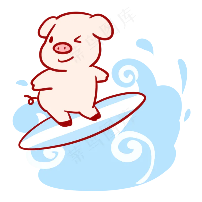 冲浪的小猪(2100X2100(DPI:300))psd模版下载