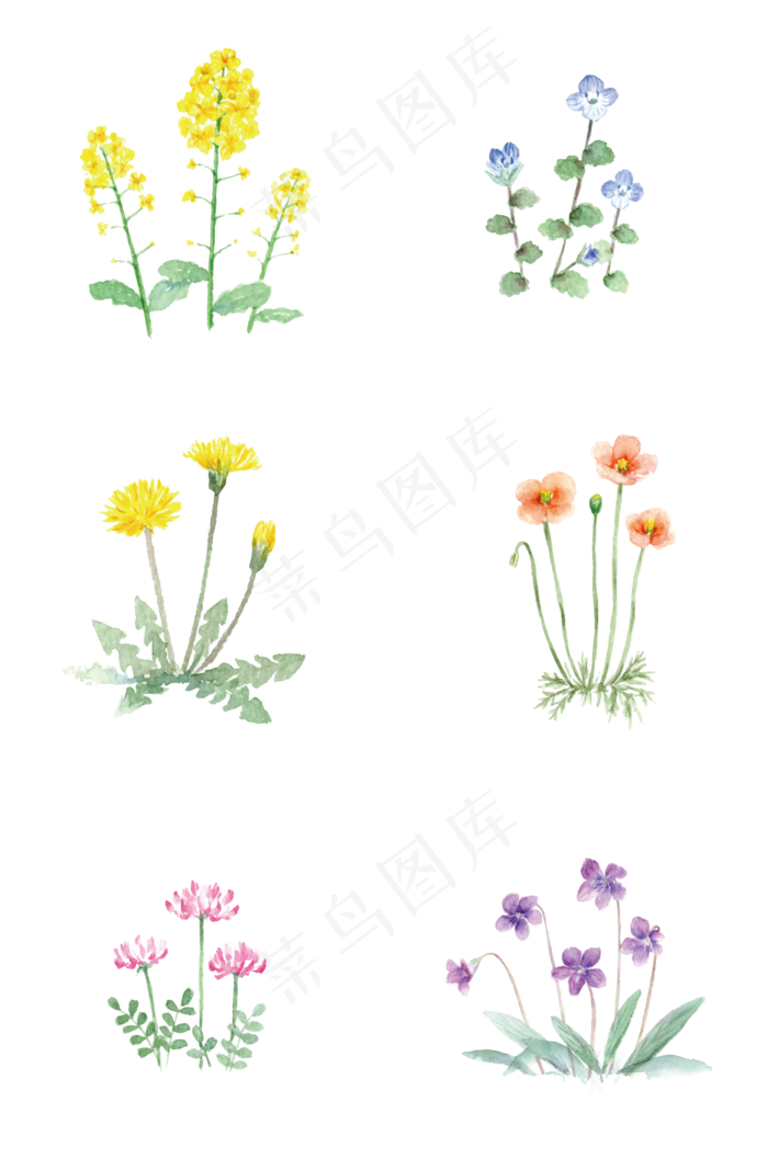 通用节日多彩卡通手绘花朵,免抠元素(2000*3020px 300 dpi )ai矢量模版下载