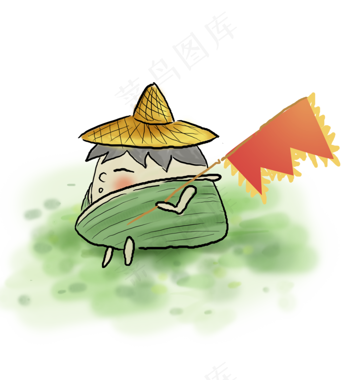 端午节水墨人物粽子