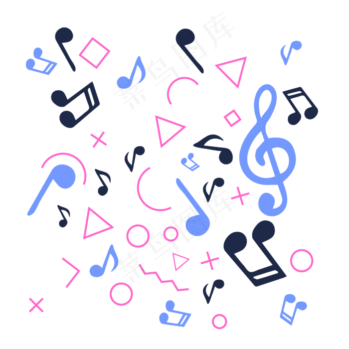矢量音符孟菲斯小清新素材,免抠元素(2775*2775px)eps,ai矢量模版下载