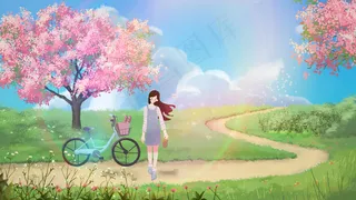 五月你好自然唯美女孩