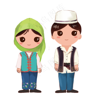 立的少数民族撒拉族情侣PNG素材