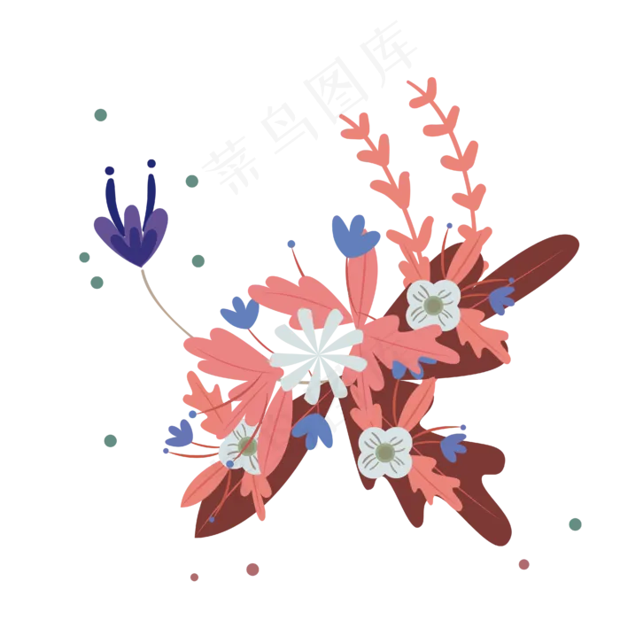 矢量手绘卡通花朵