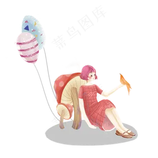 儿童节女孩气球素材