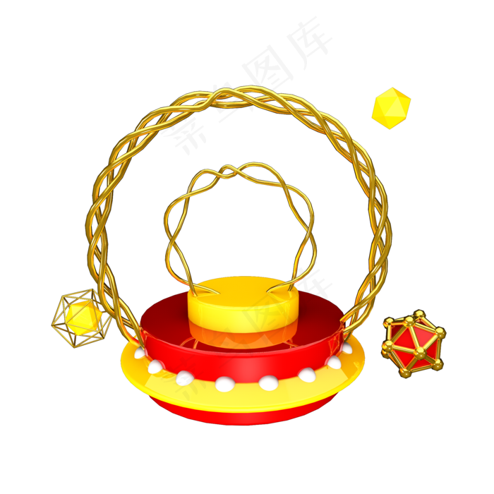 C4D双十一狂欢红色圆形舞台,免抠元素