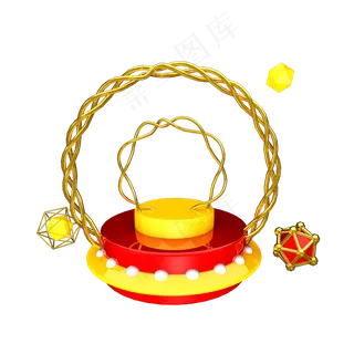 C4D双十一狂欢红色圆形舞台,免抠元素