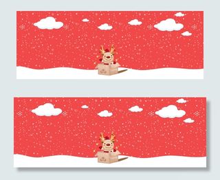 圣诞节雪花红色banner