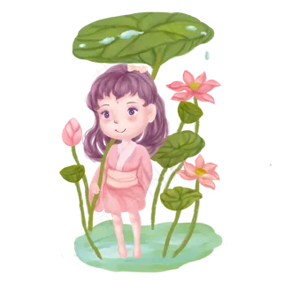 荷花治愈小清新中国风