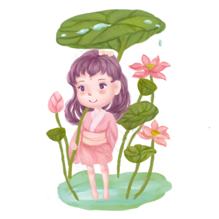 荷花治愈小清新中国风