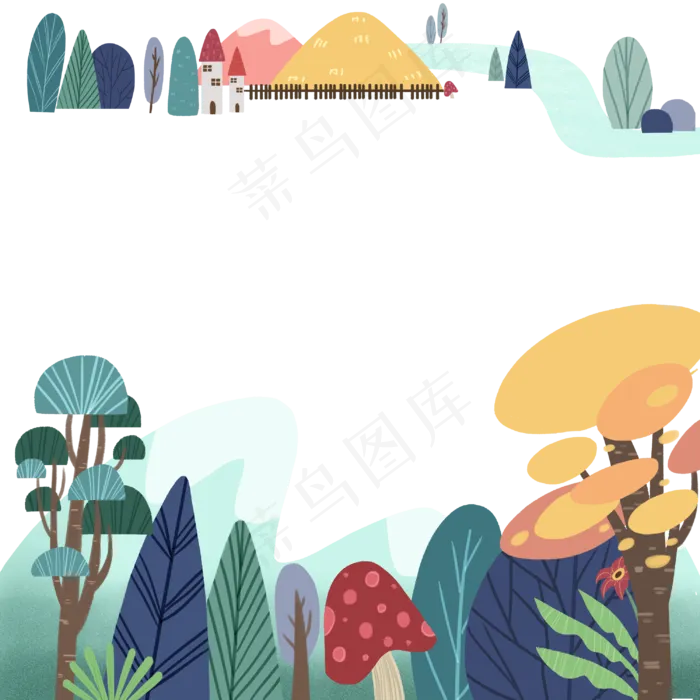 森林装饰边框装饰植物PNG,免抠元素(3000X3000(DPI:300))psd模版下载