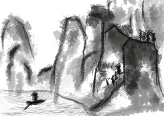 水墨山水画手绘png