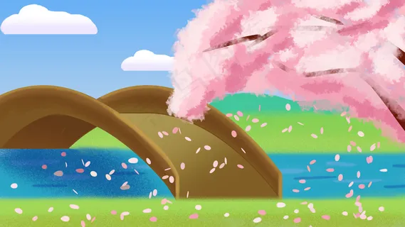 春天桃花樱花盛开