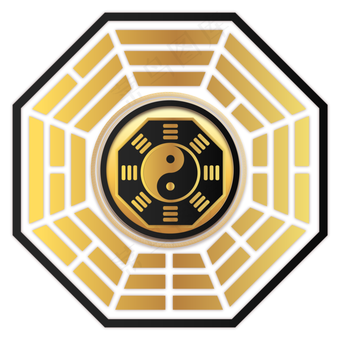 黑金太极八卦新年装饰,免抠元素