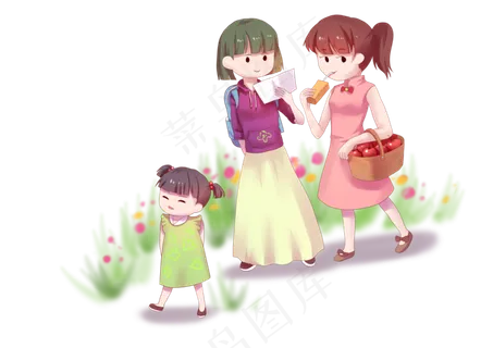 清明节阿姨带着孩子回乡