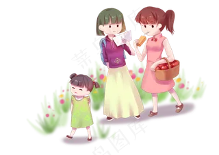 清明节阿姨带着孩子回乡