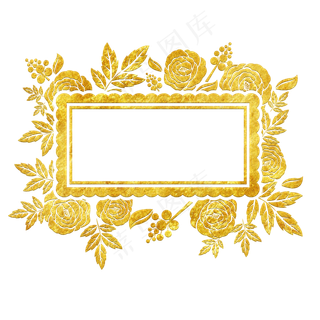 中国风传统烫金鲜花花纹装饰图之