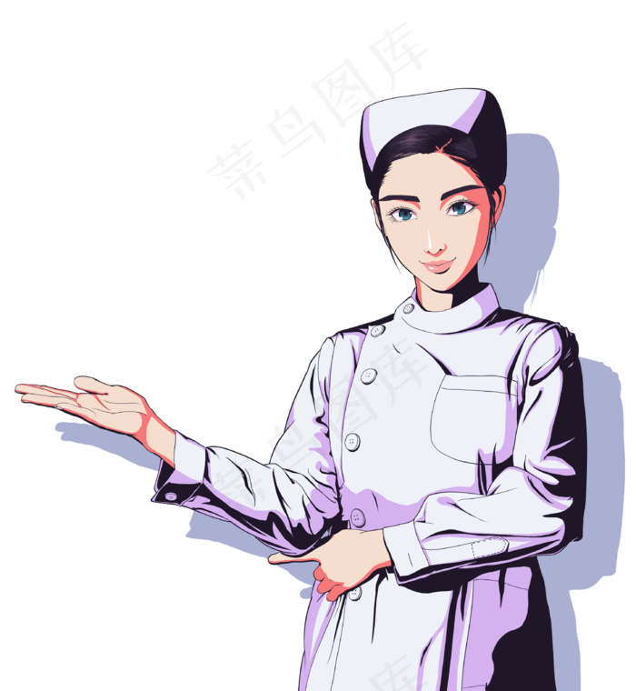 手绘卡通医院护士医生女孩医疗扁