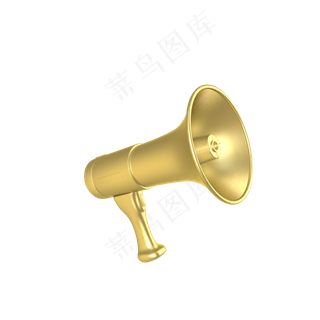 C4D立体黄金喇叭,免抠元素