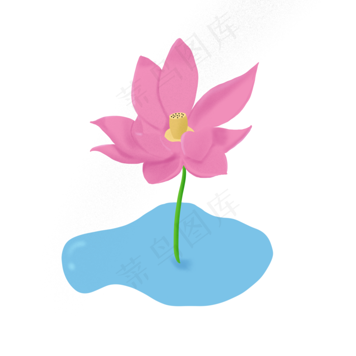 春夏荷花手绘元素(2000X2000(DPI:300))psd模版下载