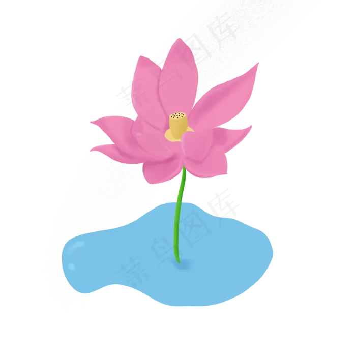 春夏荷花手绘元素(2000X2000(DPI:300))psd模版下载